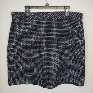 J Crew Tweed Pencil Skirt Black White Blue Career Wear Office Plus Size 16